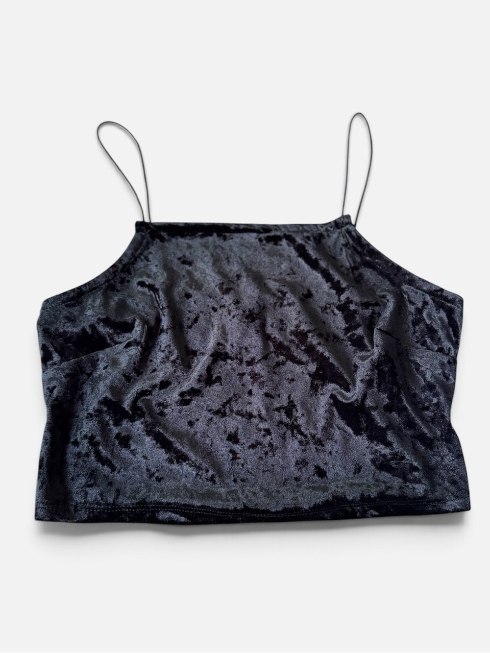 wild fable Black Crushed Velvet Spaghetti Strap Crop Cami Tank Top Sz Medium